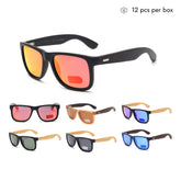 VZB043 Gafas de sol polarizadas cuadradas de bambú para mujeres y hombres al por mayor 1 docena (12 piezas)